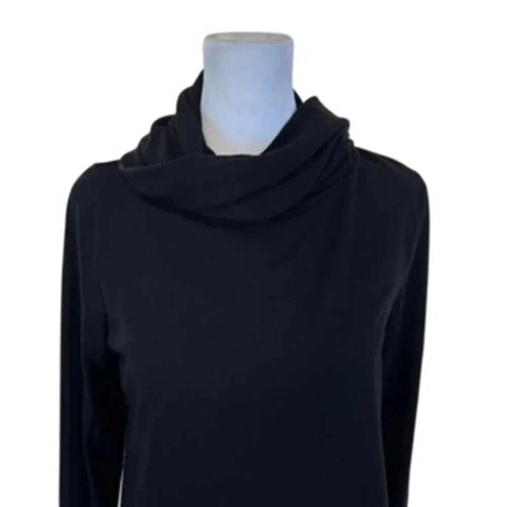 Womens Petite Small Cowl Neck Black Tunic Dress Lisa Rinna Collection - Picture 2 of 9